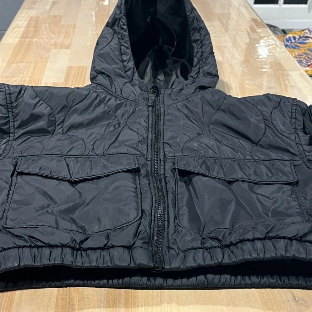 Old Navy cropped‎ jacket Kids Black Hooded Jacket girls size medium 8